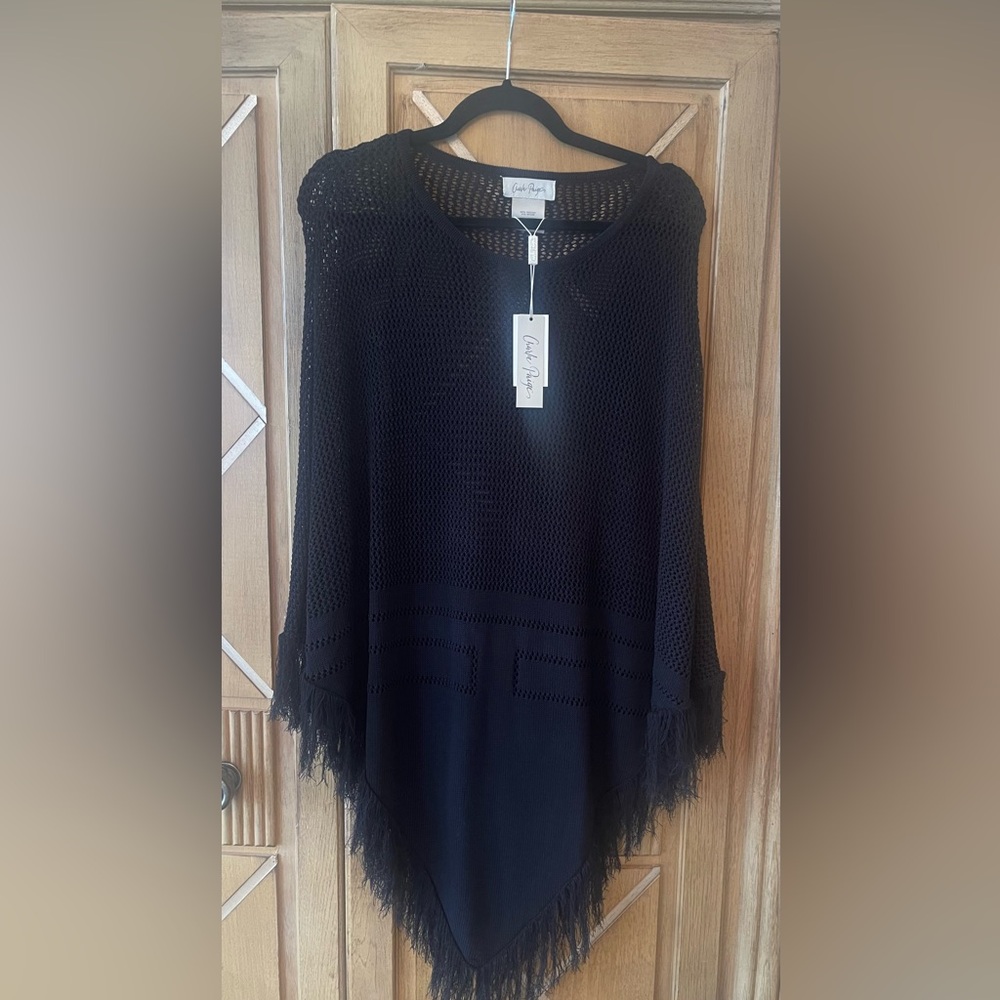Charlie Paige Elegant Black Knit Poncho